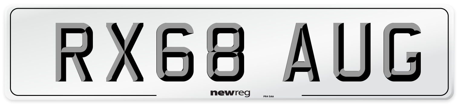 RX68 AUG Number Plate from New Reg